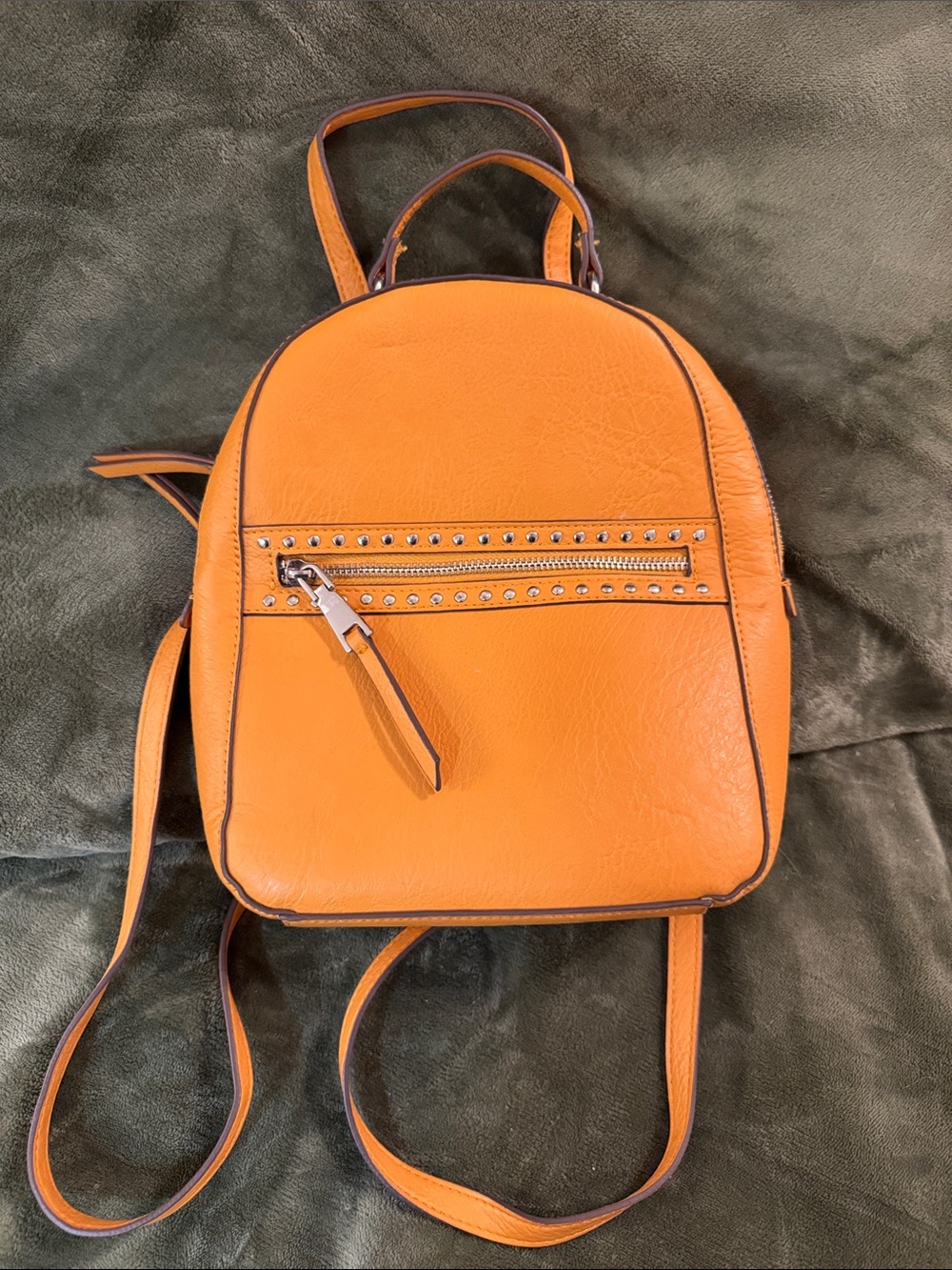 Orange Mini Backpack Purse - Women